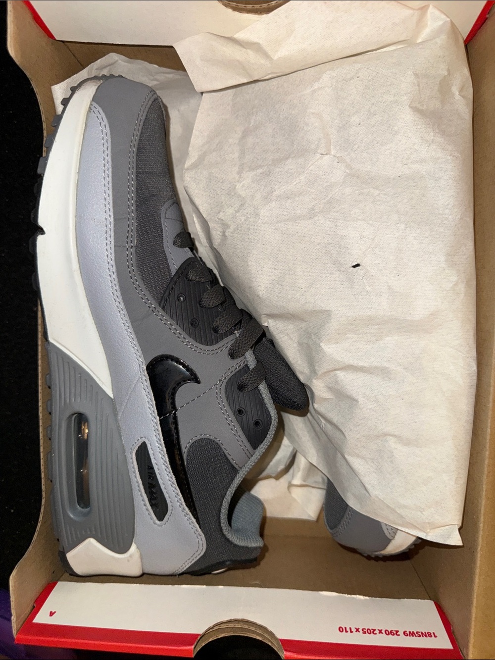 Nike Big Kid’s Grey and Black Air Max 90 LTR (GS)